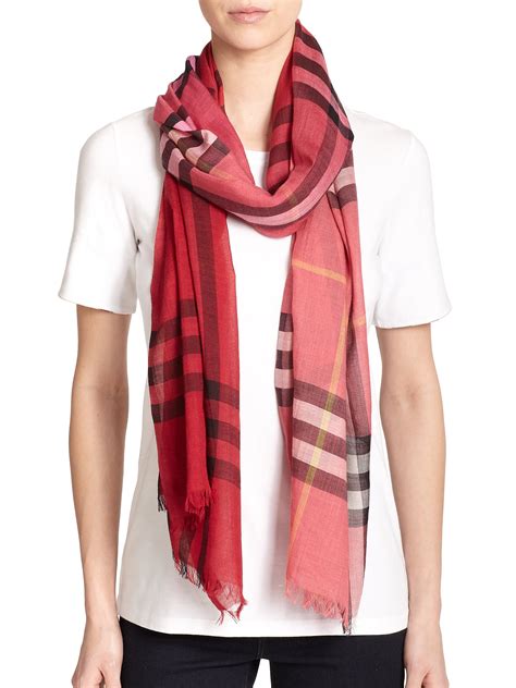 burberry giant check silk &|giant check wool scarf.